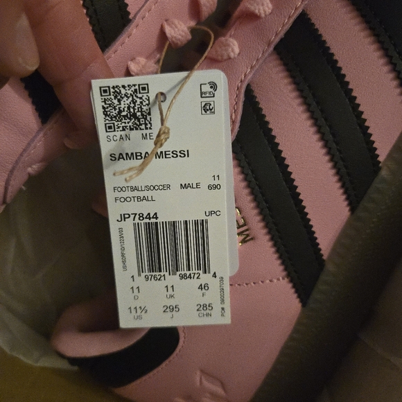 Adidas Samba Messi Men Size 11.5 Miami CF Pink Black And Gum 112025 - Picture 9 of 11